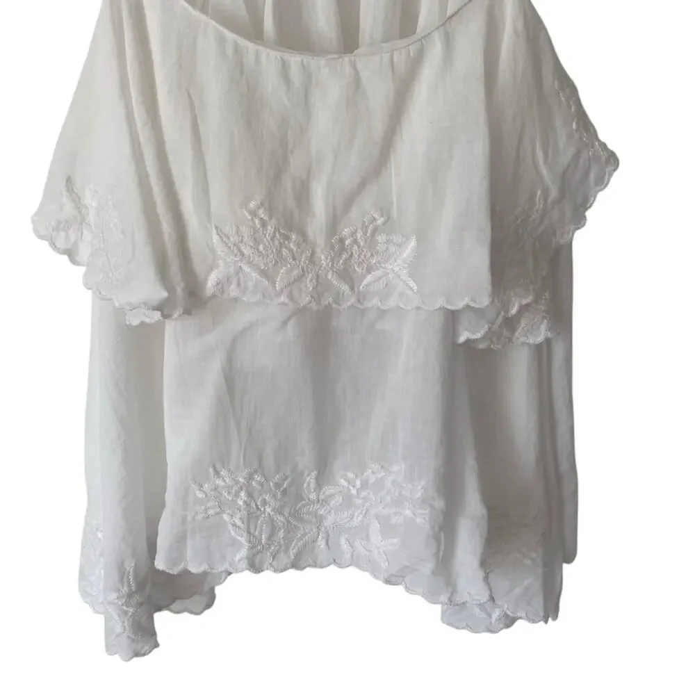 J. Crew White Embroidered Cotton Voile Tank Blouse Cami size medium